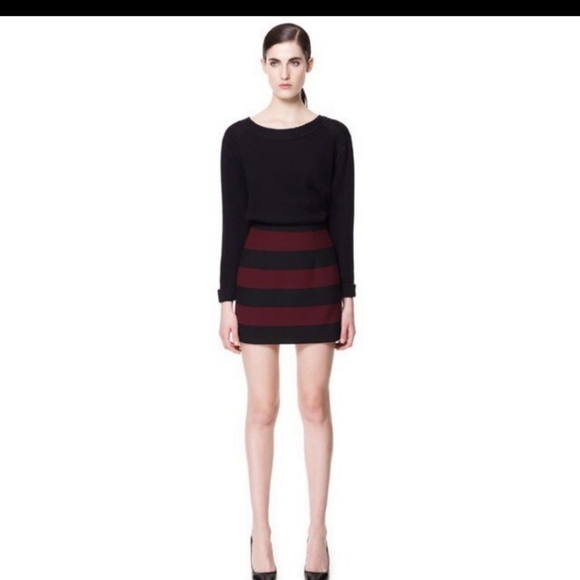 Zara red and black striped mini skirt - Picture 4 of 7